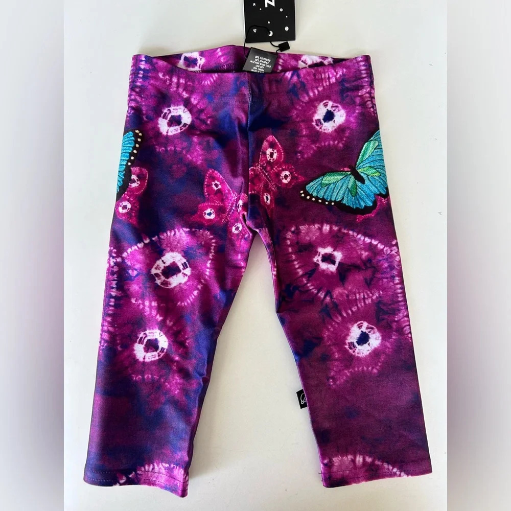 NWT Terez girls purple butterfly capri leggings kids sizes Medium & Large